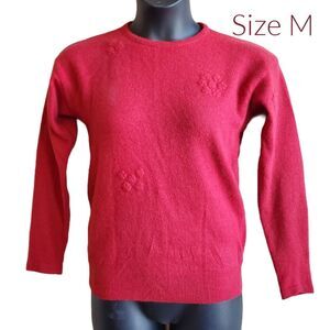 Vintage Intuitions red lambswool & Angora pullover sweater, size Medium, winter